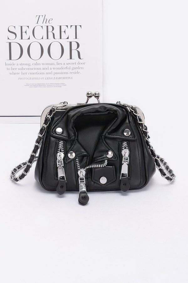 Faux Leather Jacket-Style Crossbody Bag – Zipper Detail