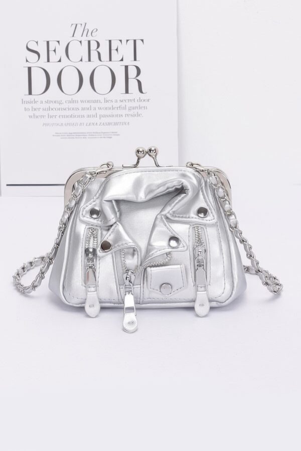 Faux Leather Jacket-Style Crossbody Bag – Zipper Detail