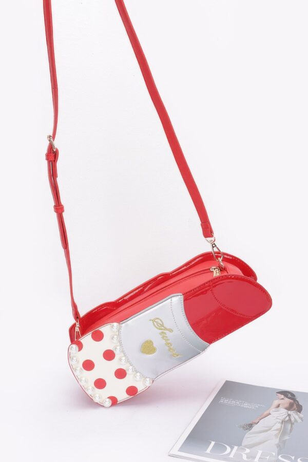 Faux Leather Lipstick Novelty Bag – Mixed Metal Accents
