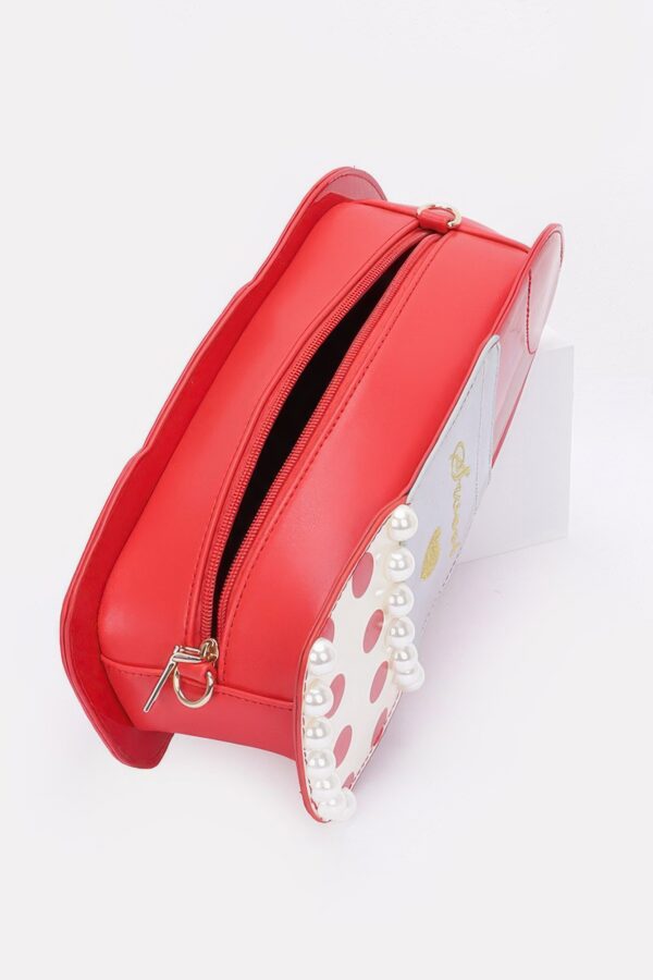 Faux Leather Lipstick Novelty Bag – Mixed Metal Accents