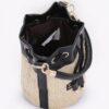 Faux Straw Bucket Bag with Mixed Metal Accents