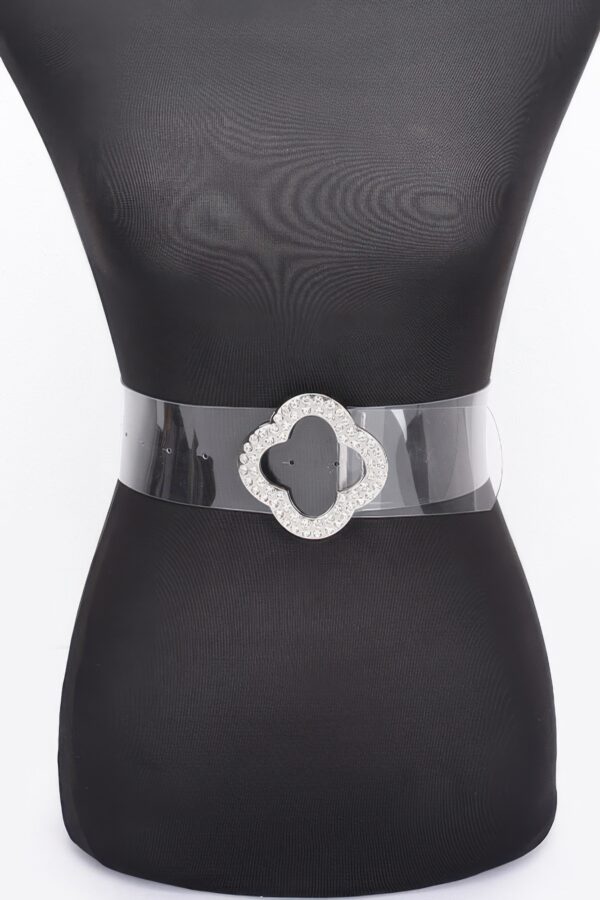 Clear PVC Belt with Rhinestone Metal Buckle