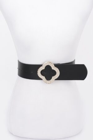 Metallic Stretch Belt with Rhinestone-Encrusted Buckle