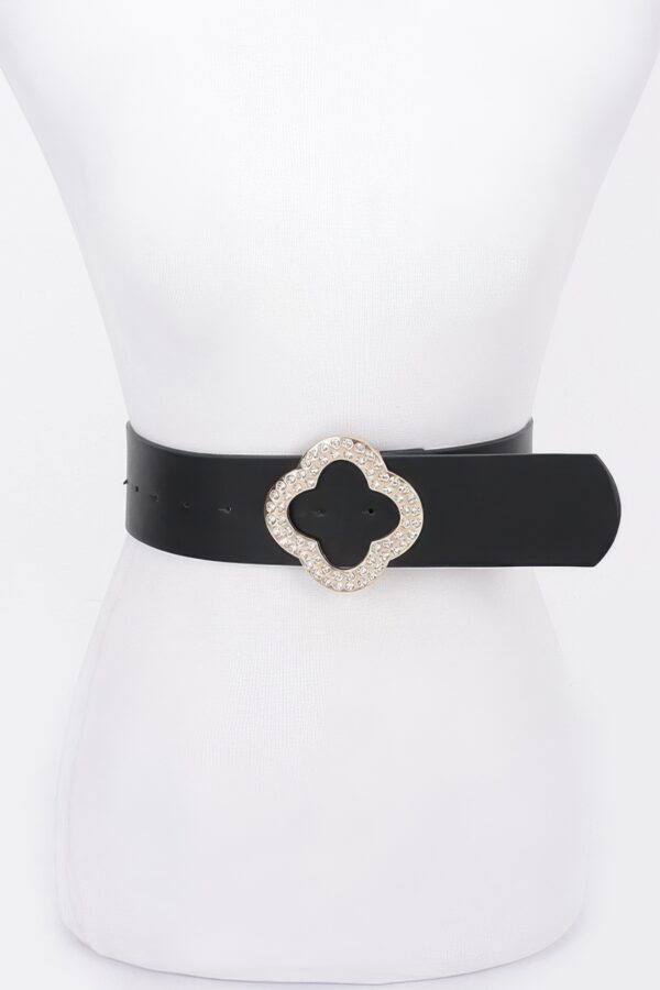 Metallic Stretch Belt with Rhinestone-Encrusted Buckle