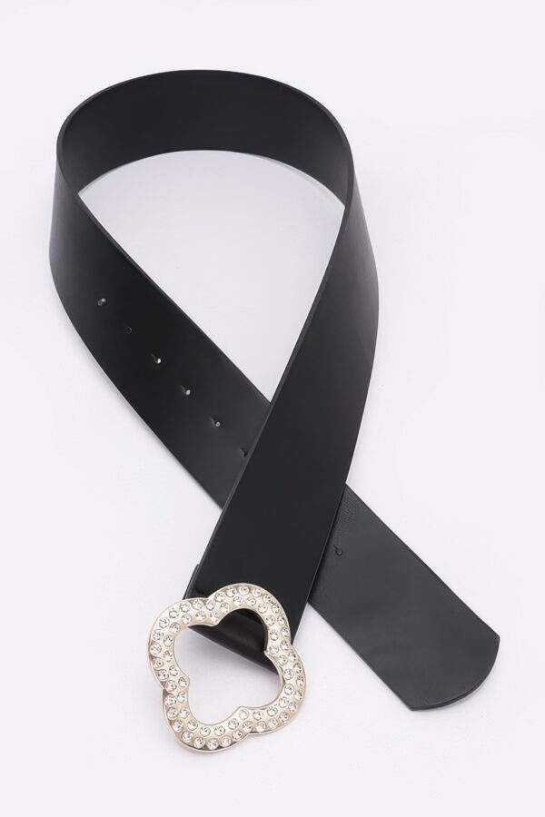 Metallic Stretch Belt with Rhinestone-Encrusted Buckle