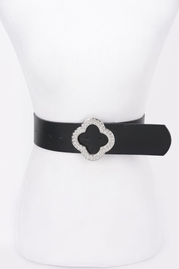 Metallic Stretch Belt with Rhinestone-Encrusted Buckle
