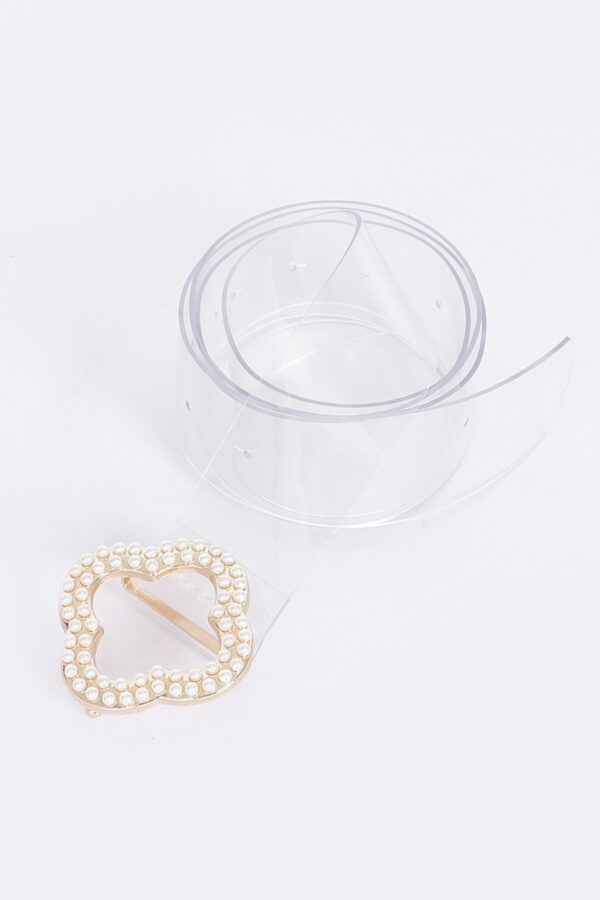 Clear PVC Waist Belt with Pearl Metal Buckle