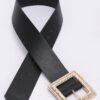Hammered Metal Buckle Stretch Belt – Polyurethane