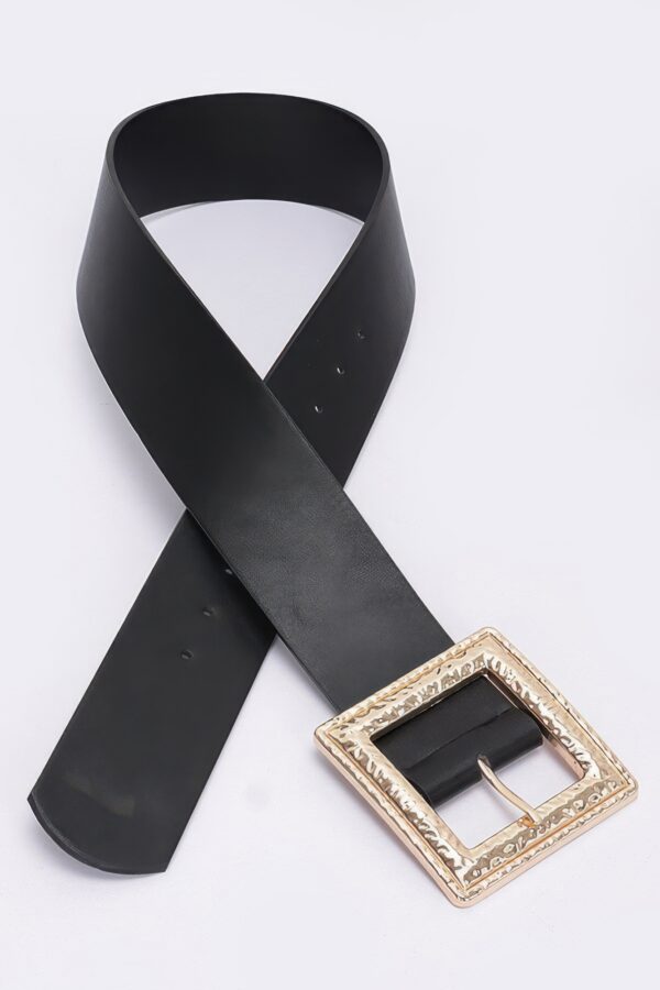 Hammered Metal Buckle Stretch Belt – Polyurethane