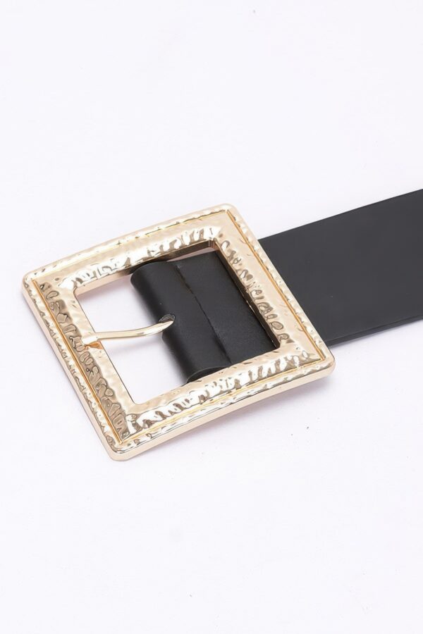 Hammered Metal Buckle Stretch Belt – Polyurethane