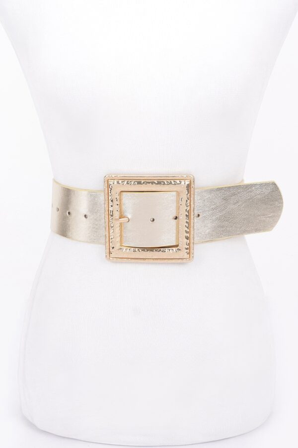 Hammered Metal Buckle Stretch Belt – Polyurethane