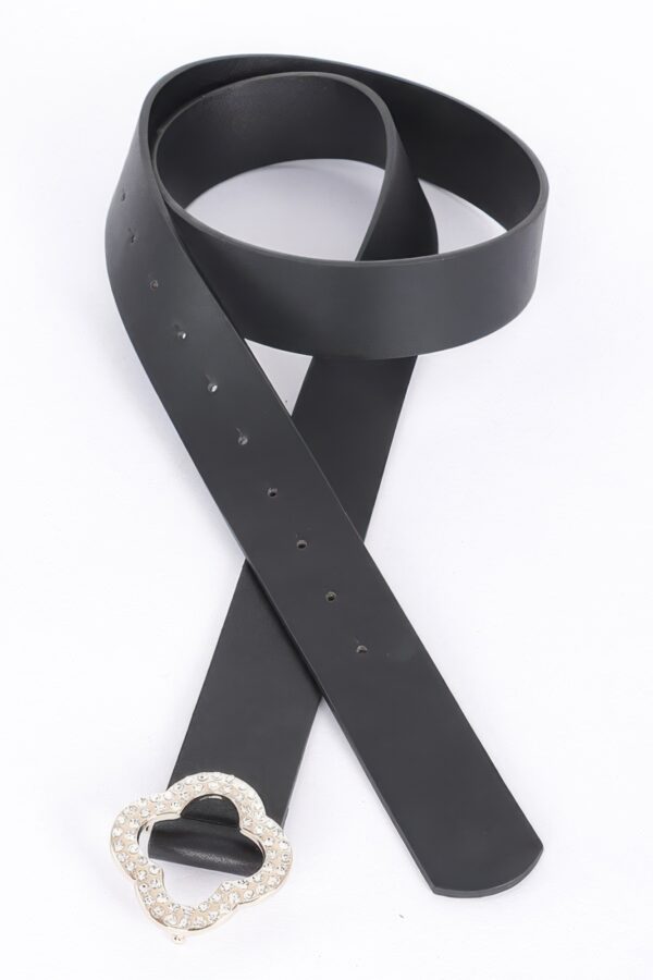 Plus-Size Faux Leather Belt with Mixed-Metal Buckle