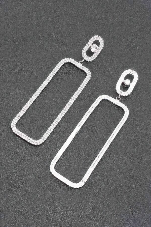Rhinestone Drop Earrings – Clear Sparkle