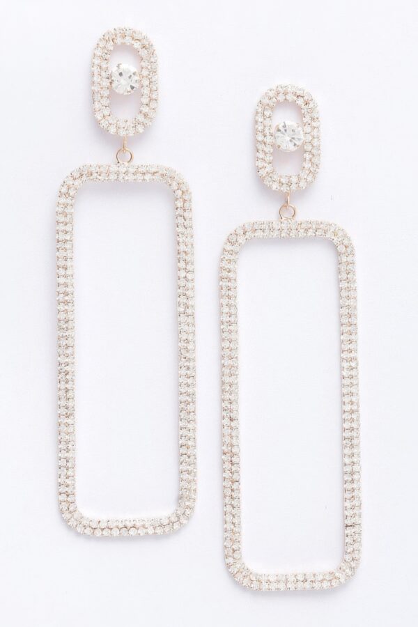 Rhinestone Drop Earrings – Clear Sparkle