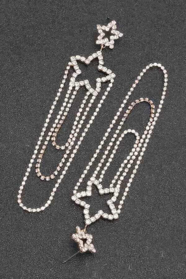 Rhinestone Fringe Earrings – Clear Stones, Gold or Silver