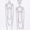 Rhinestone Fringe Earrings – Clear Stones, Gold or Silver