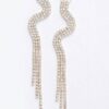 Rhinestone Fringe Earrings – Long Sparkling Drop in Gold or Silver