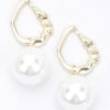 Faux Pearl Drop Earrings with Metal Accents – Gold or Silver