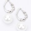 Faux Pearl Drop Earrings with Metal Accents – Gold or Silver