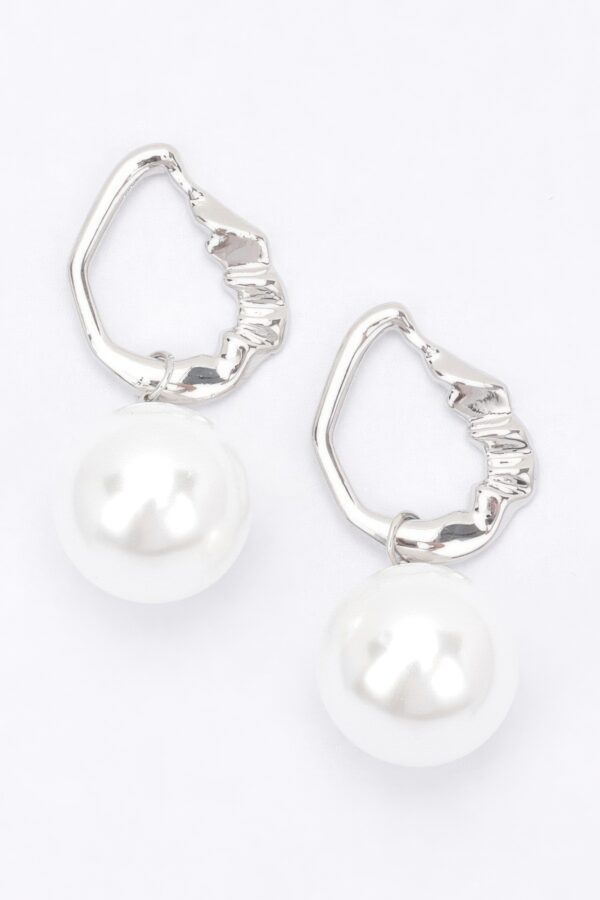 Faux Pearl Drop Earrings with Metal Accents – Gold or Silver