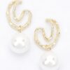 Faux Pearl Drop Earring with Metal Accents – Gold or Silver