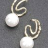 Faux Pearl Drop Earring with Metal Accents – Gold or Silver