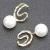 Faux Pearl Drop Earring with Metal Accents – Gold or Silver