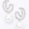 Faux Pearl Drop Earring with Metal Accents – Gold or Silver