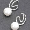 Faux Pearl Drop Earring with Metal Accents – Gold or Silver