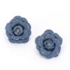 Denim Flower Earrings – Textured Floral Studs, Blue