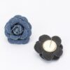 Denim Flower Earrings – Textured Floral Studs, Blue