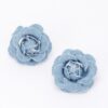 Denim Flower Earrings – Textured Floral Studs, Blue