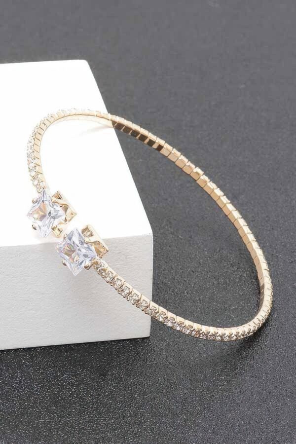 Rhinestone Bracelet – Clear Stones in Gold or Silver