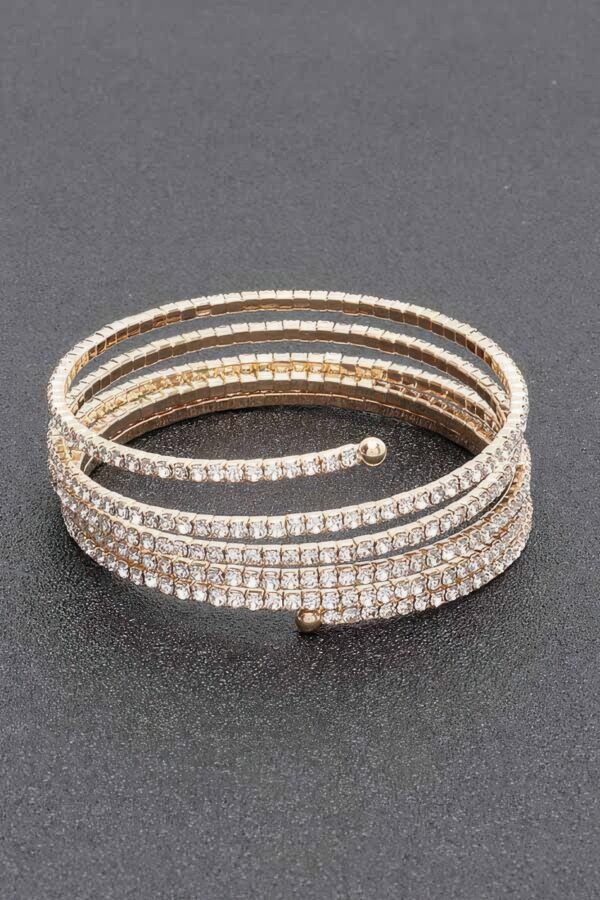 Rhinestone Bracelet – Clear Stones in Gold or Silver
