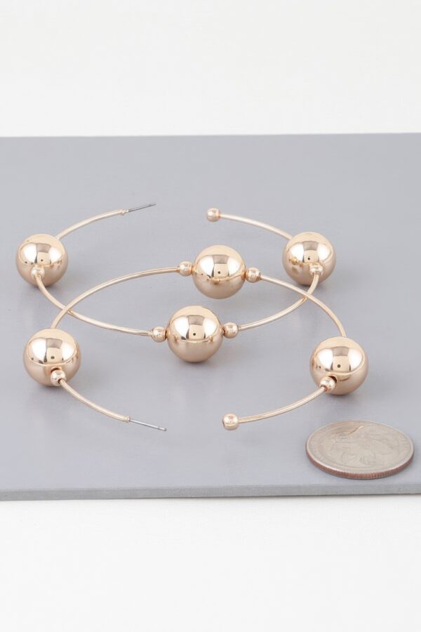 Triple Bead Hoop Earrings – Three-Row Shiny Beads, Gold/Silver