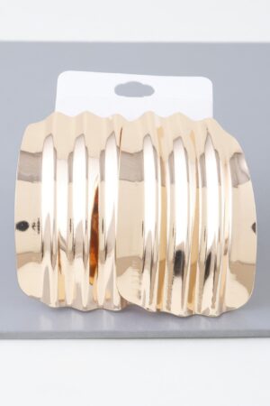 Ribbed Curve Earrings – Shiny Sculptural Gold & Silver