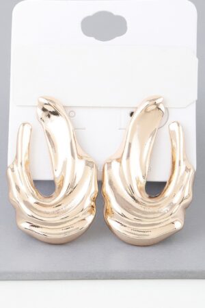 Gold-Plated Ripple Drop Earrings – Shiny Finish