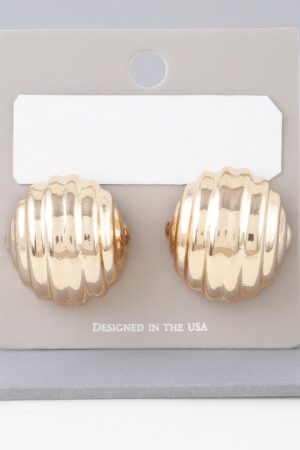 Ribbed Dome Gold-Plated Stud Earrings