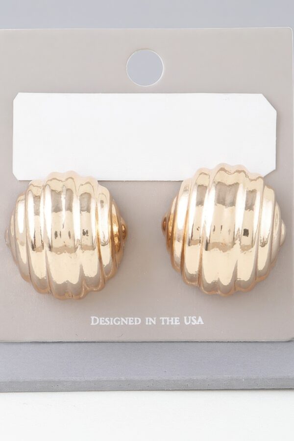 Ribbed Dome Gold-Plated Stud Earrings