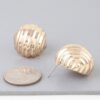 Ribbed Dome Gold-Plated Stud Earrings