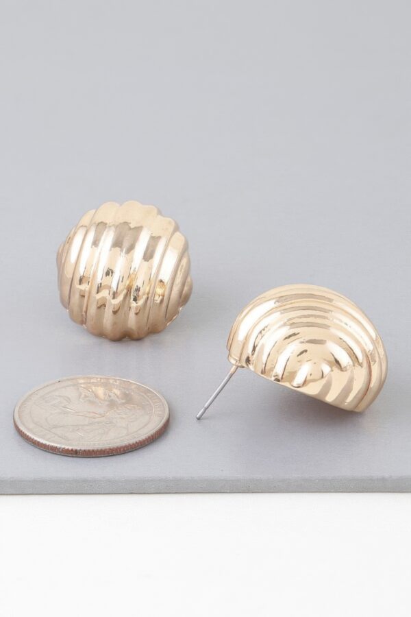 Ribbed Dome Gold-Plated Stud Earrings
