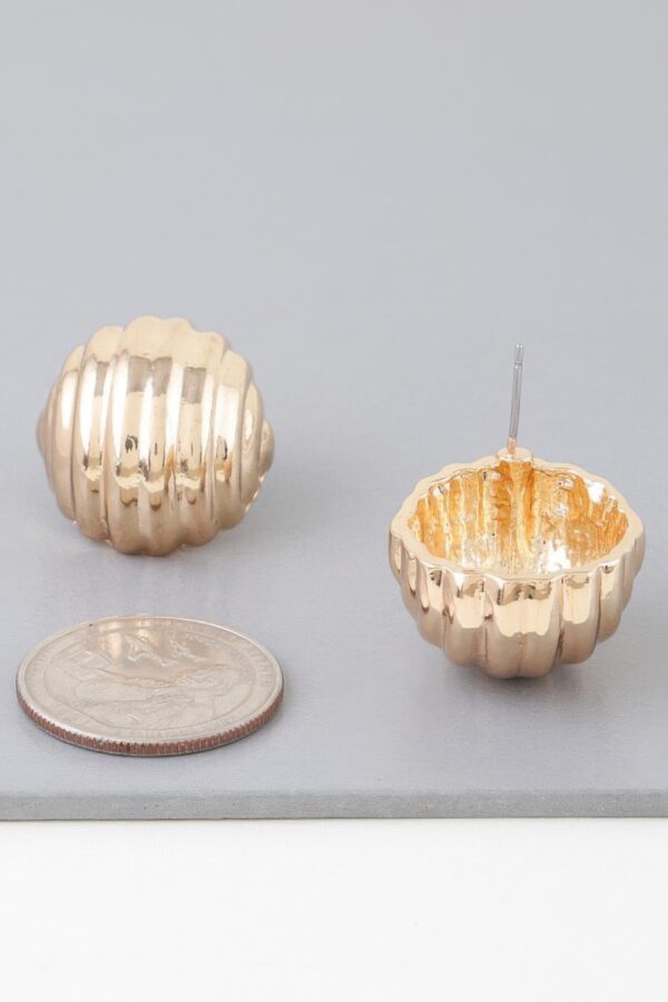 Ribbed Dome Gold-Plated Stud Earrings