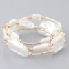 Abstract Tube Pearl Bracelet – Gold-Plated, Cream Accents