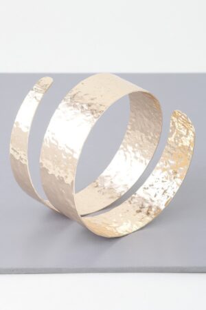 Gold-Plated Hammered Wrap-Around Cuff Bracelet