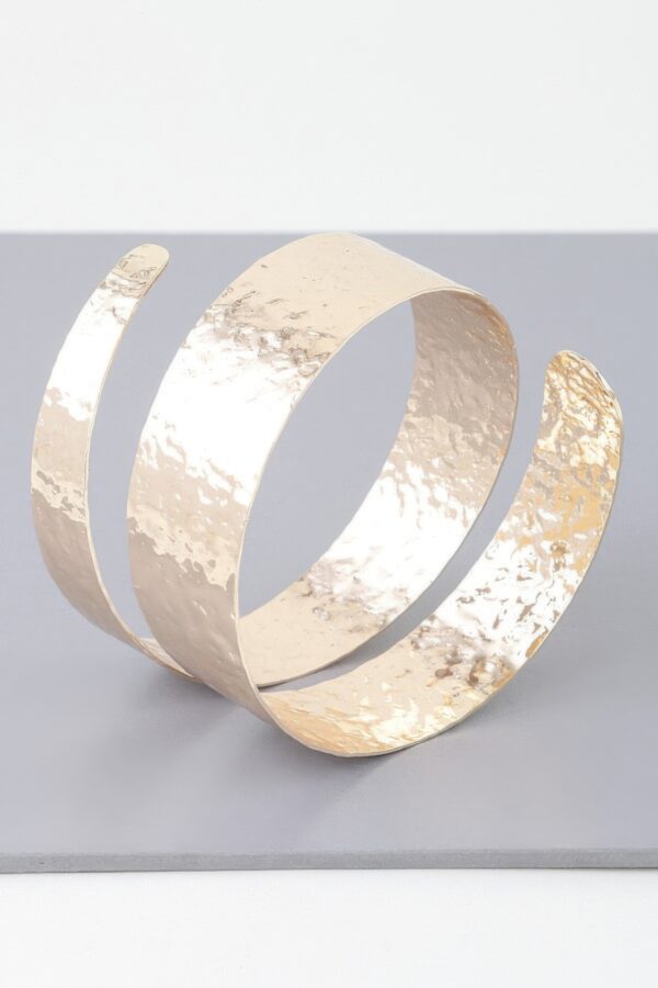 Gold-Plated Hammered Wrap-Around Cuff Bracelet