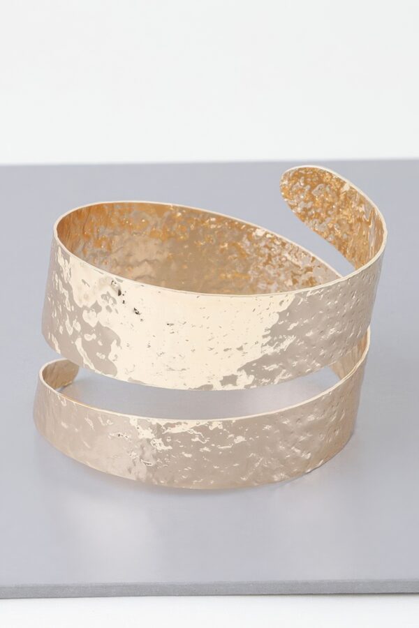 Gold-Plated Hammered Wrap-Around Cuff Bracelet