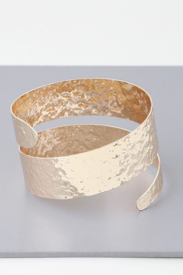 Gold-Plated Hammered Wrap-Around Cuff Bracelet