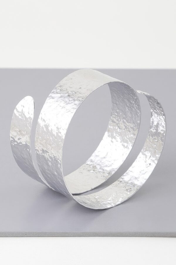 Gold-Plated Hammered Wrap-Around Cuff Bracelet