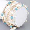 Multi-Stone & Pearl Beaded Bracelet – Gold or Silver-Plated