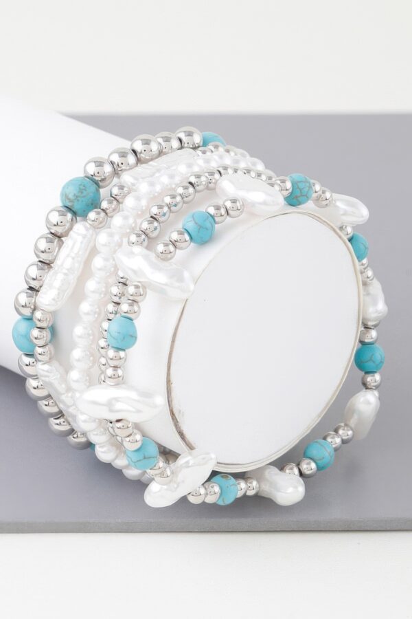 Multi-Stone & Pearl Beaded Bracelet – Gold or Silver-Plated